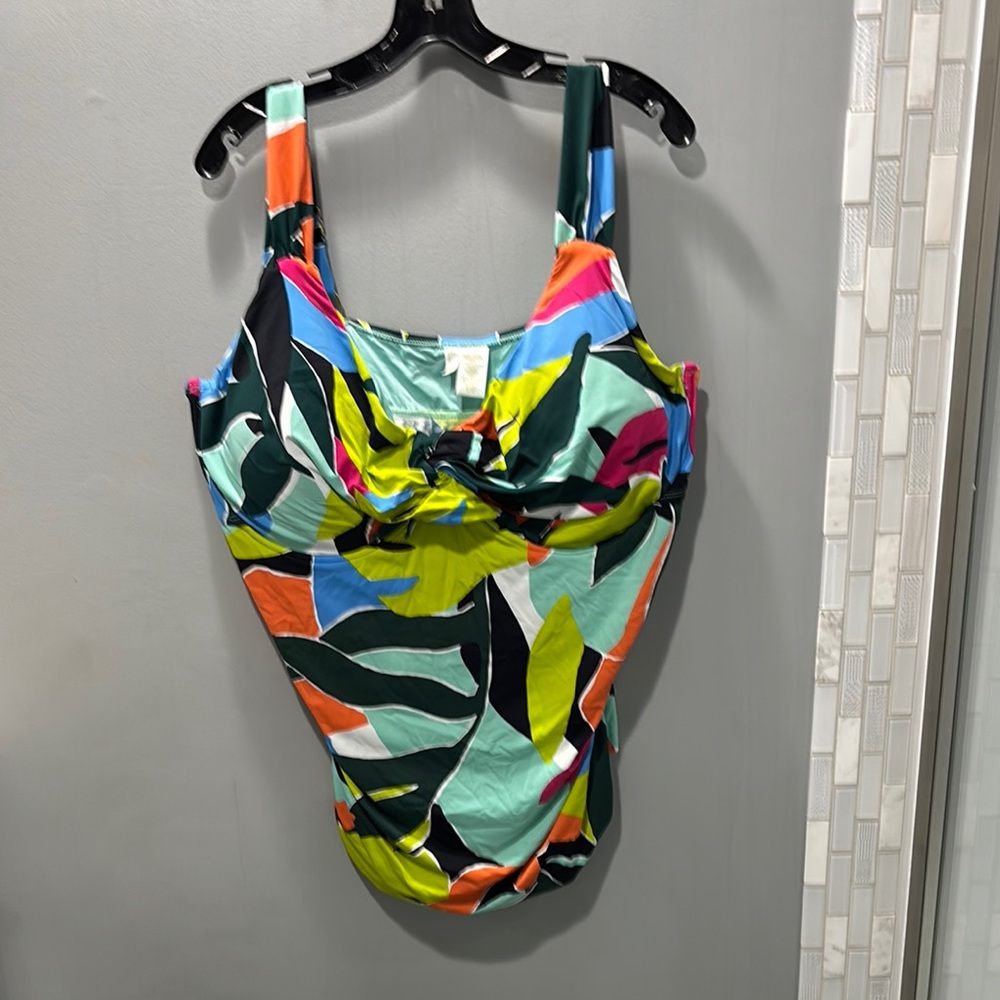 Colorful Abstract Print Swimsuit Top